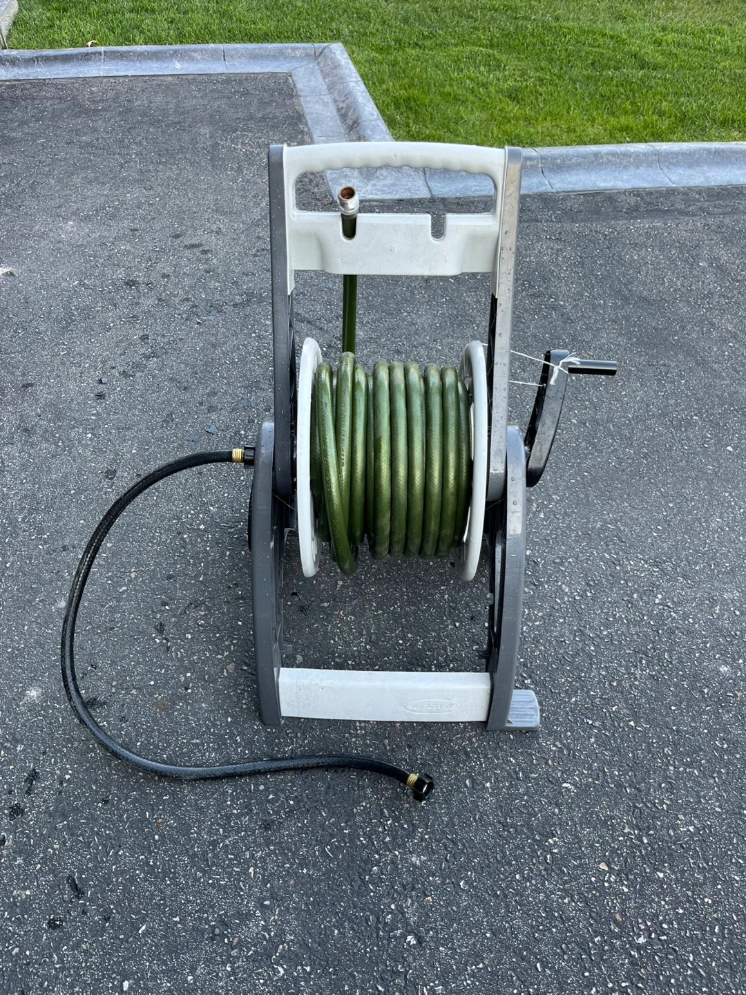 Hose Reel Cart with Green Garden Hose