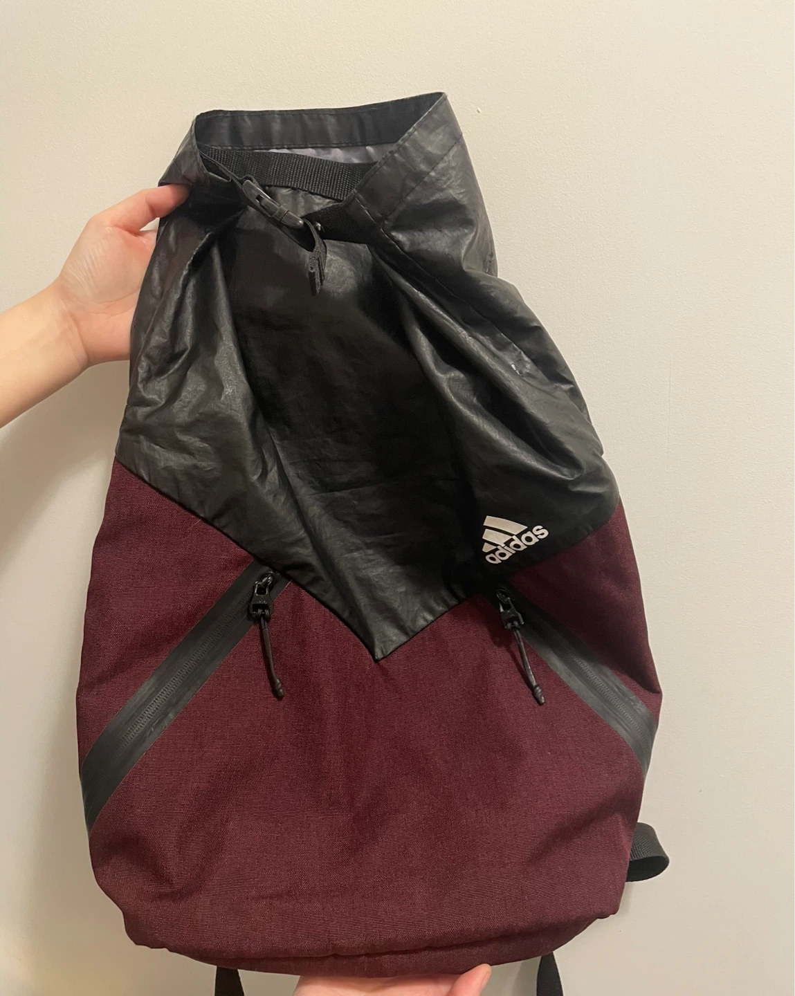 Adidas Black Maroon Roll Top Backpack