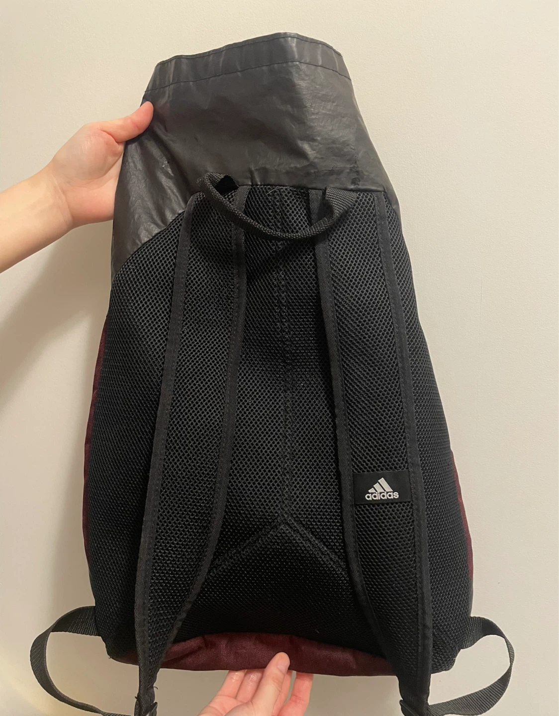 Adidas Black Maroon Roll Top Backpack - photo 2