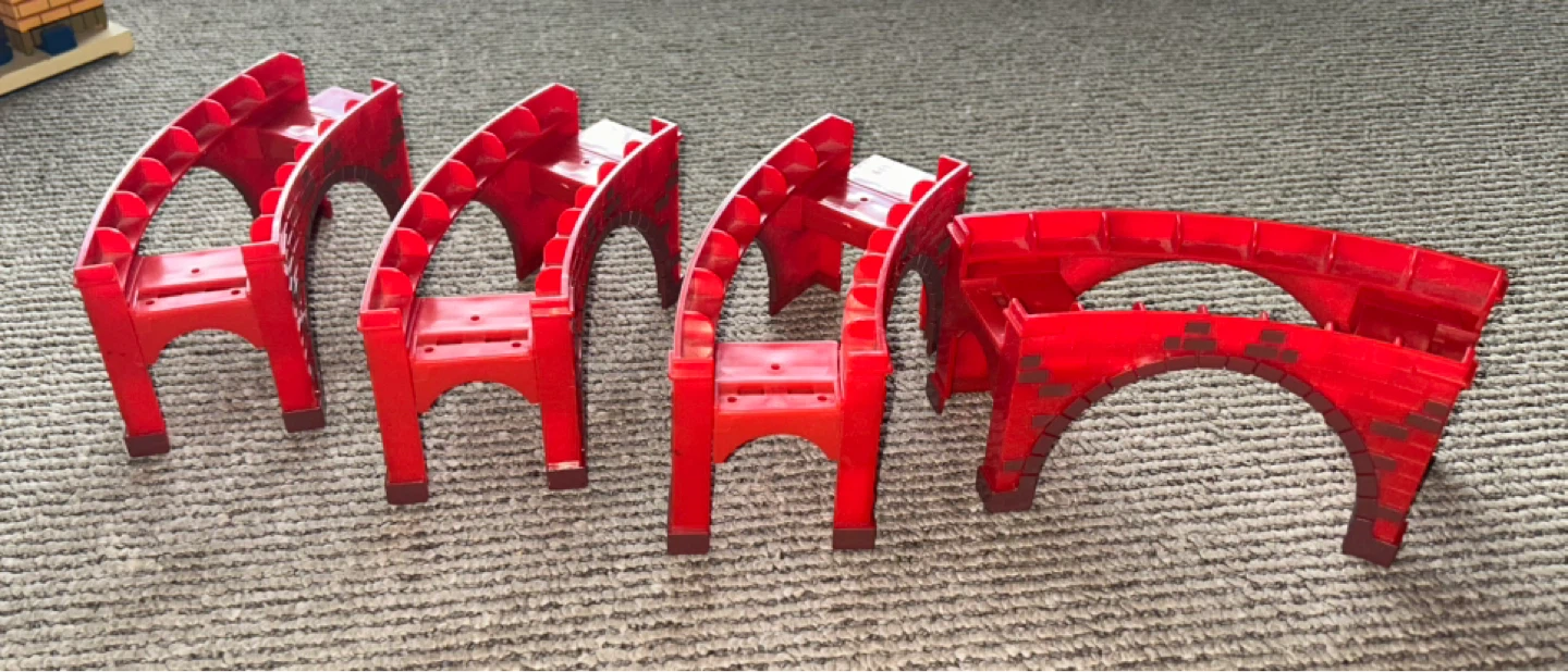 Red Wooden Train Track Bridge Risers - photo 2
