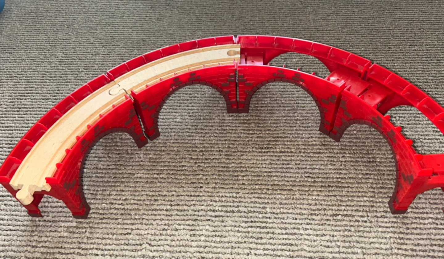 Red Wooden Train Track Bridge Risers - photo 4