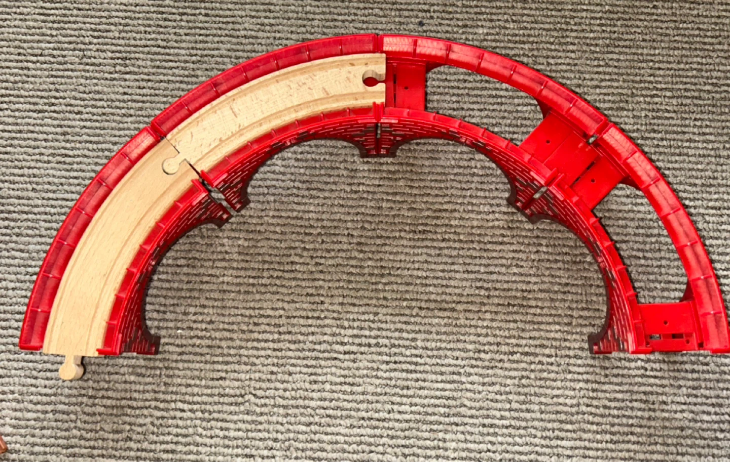 Red Wooden Train Track Bridge Risers - photo 3