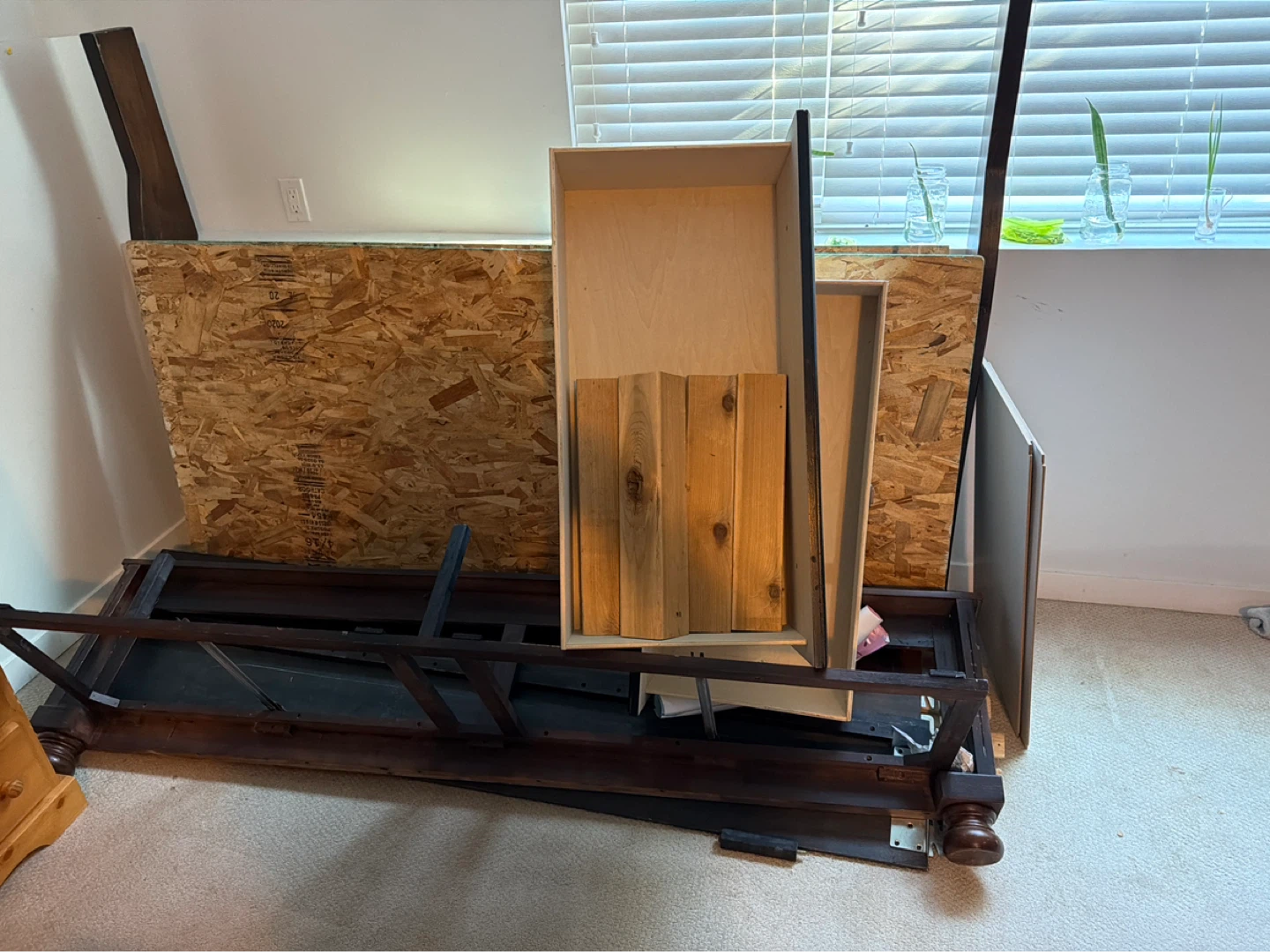 Wooden bed frame king side