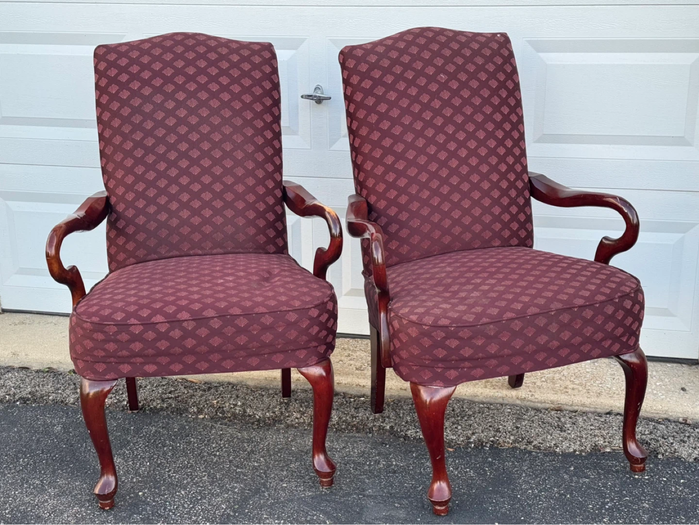Set of 2 Burgundy Upholstered Accent Chairs