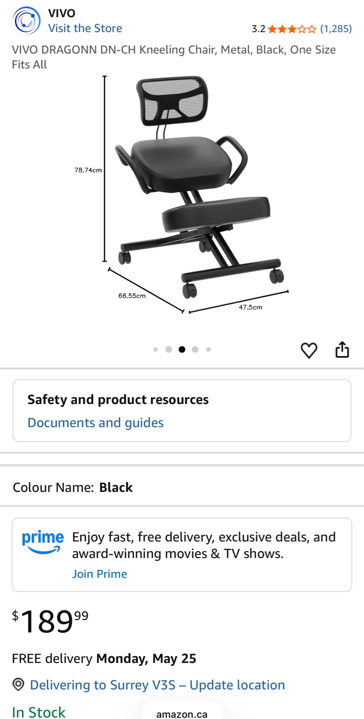 VIVO DRAGONN DN-CH Kneeling Chair - Black