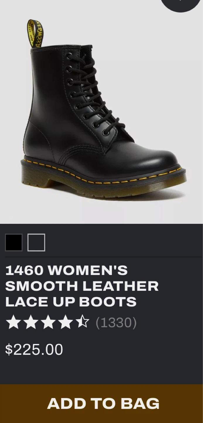 Dr. Martens 1460 Women’s Smooth Leather Lace Up Boots