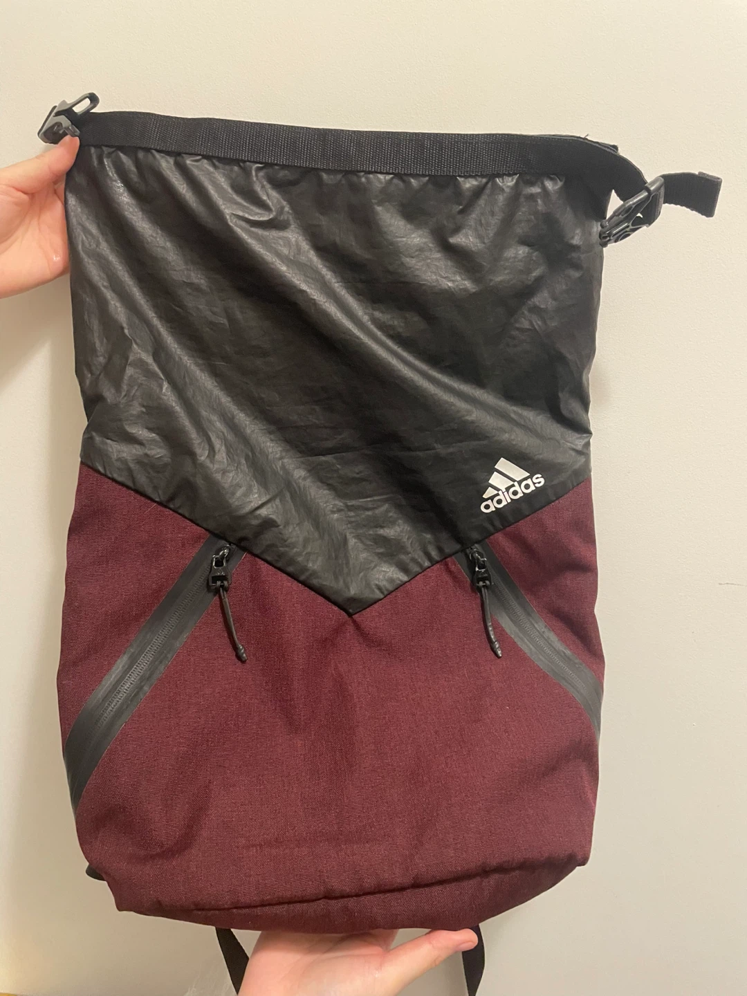 Adidas Black Maroon Roll Top Backpack - photo 4