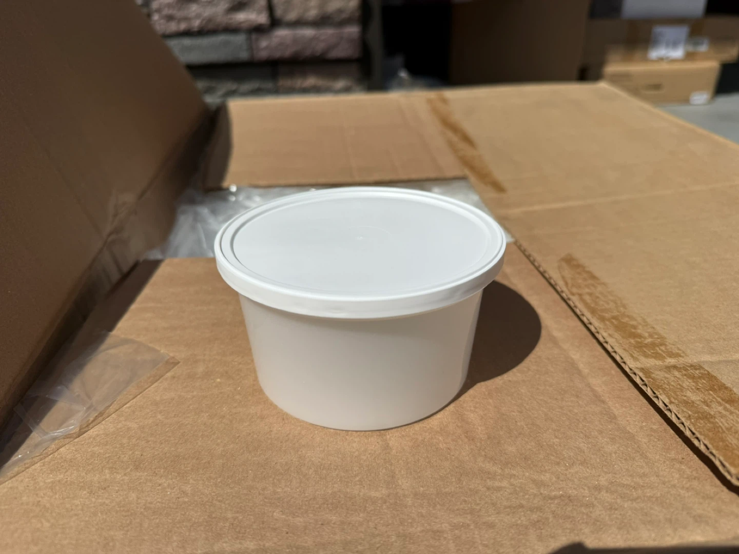 White Plastic Food Container with Lid