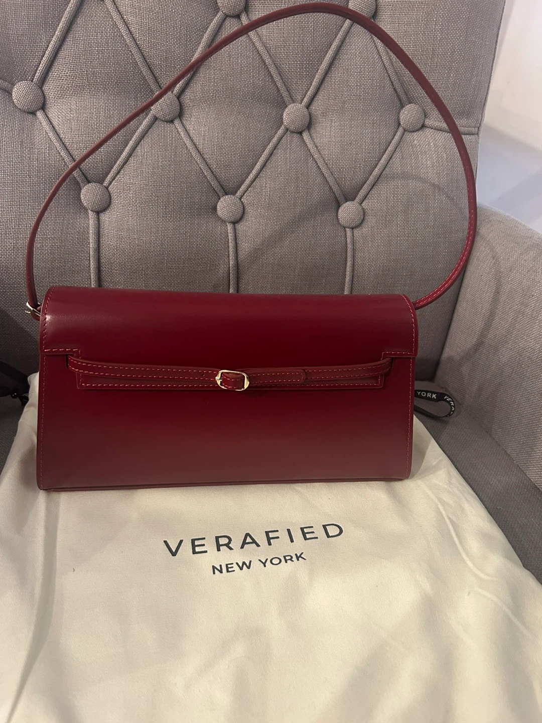 Verafied New York Leather Shoulder Bag - Red