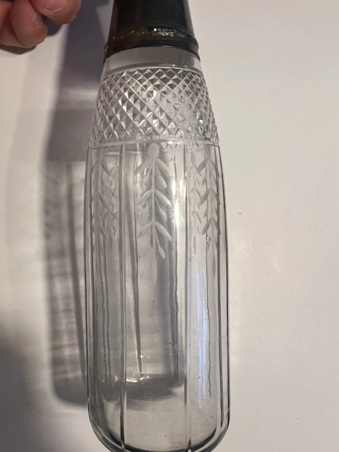 Vintage Etched Glass Decanter with Ornate Lid - photo 4