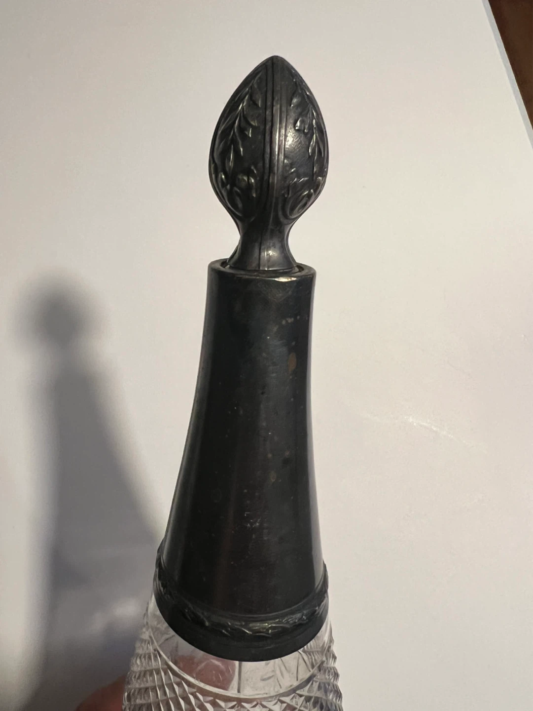 Vintage Etched Glass Decanter with Ornate Lid - photo 3