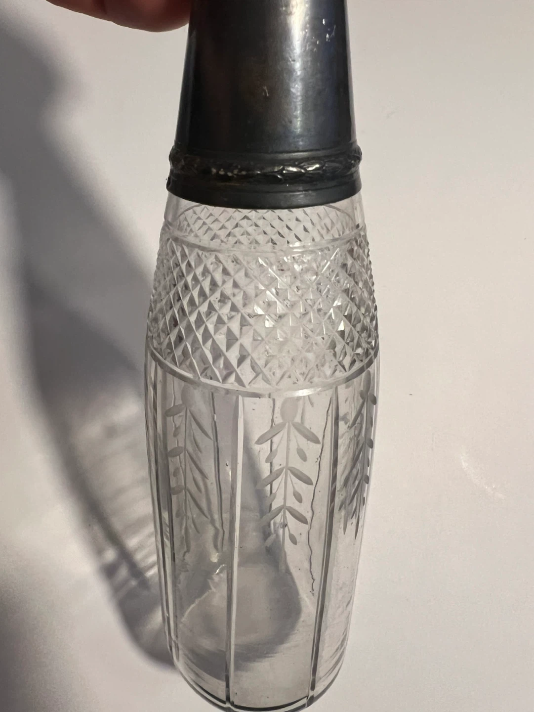 Vintage Etched Glass Decanter with Ornate Lid - photo 5