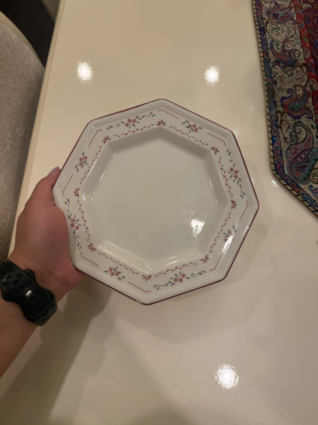 Octagonal Dinnerware Set with Floral Design - photo 2