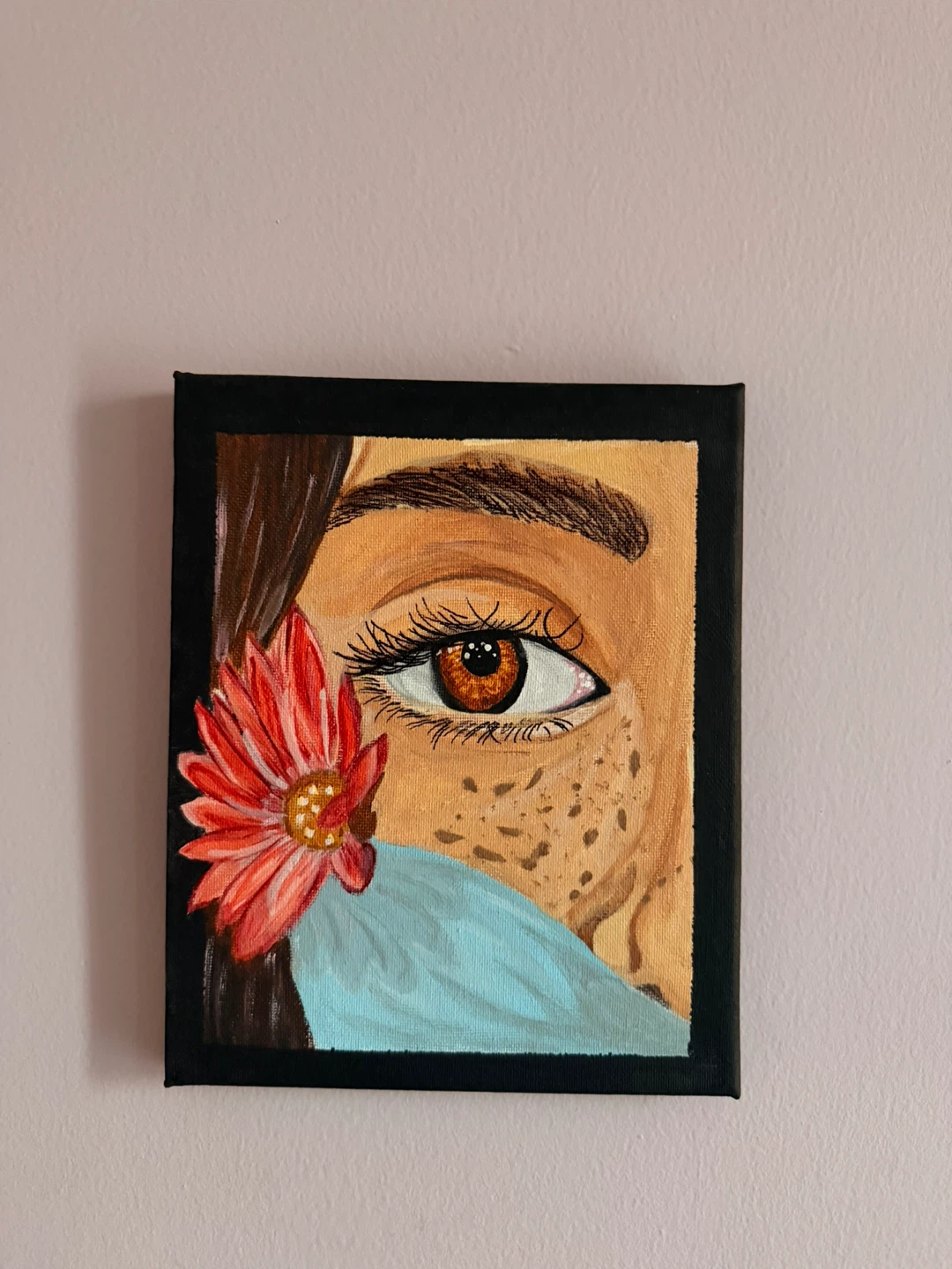 Original Acrylic Painting: Woman's Eye with Flower