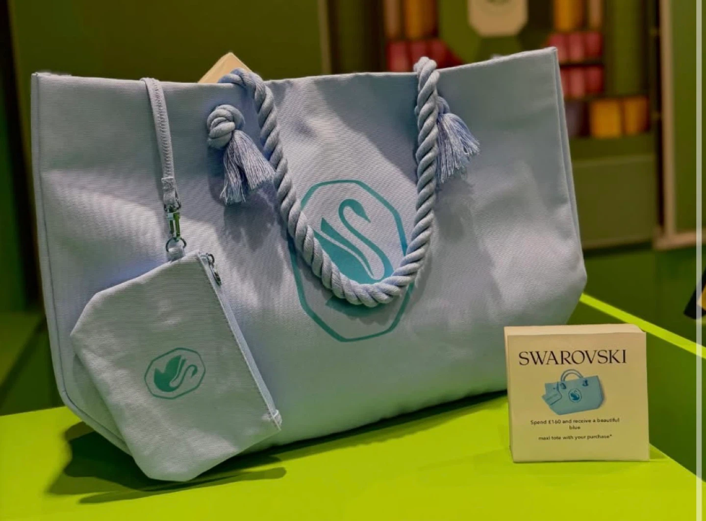 *New* Swarovski Maxi Tote Bag and Pouch - Light Blue