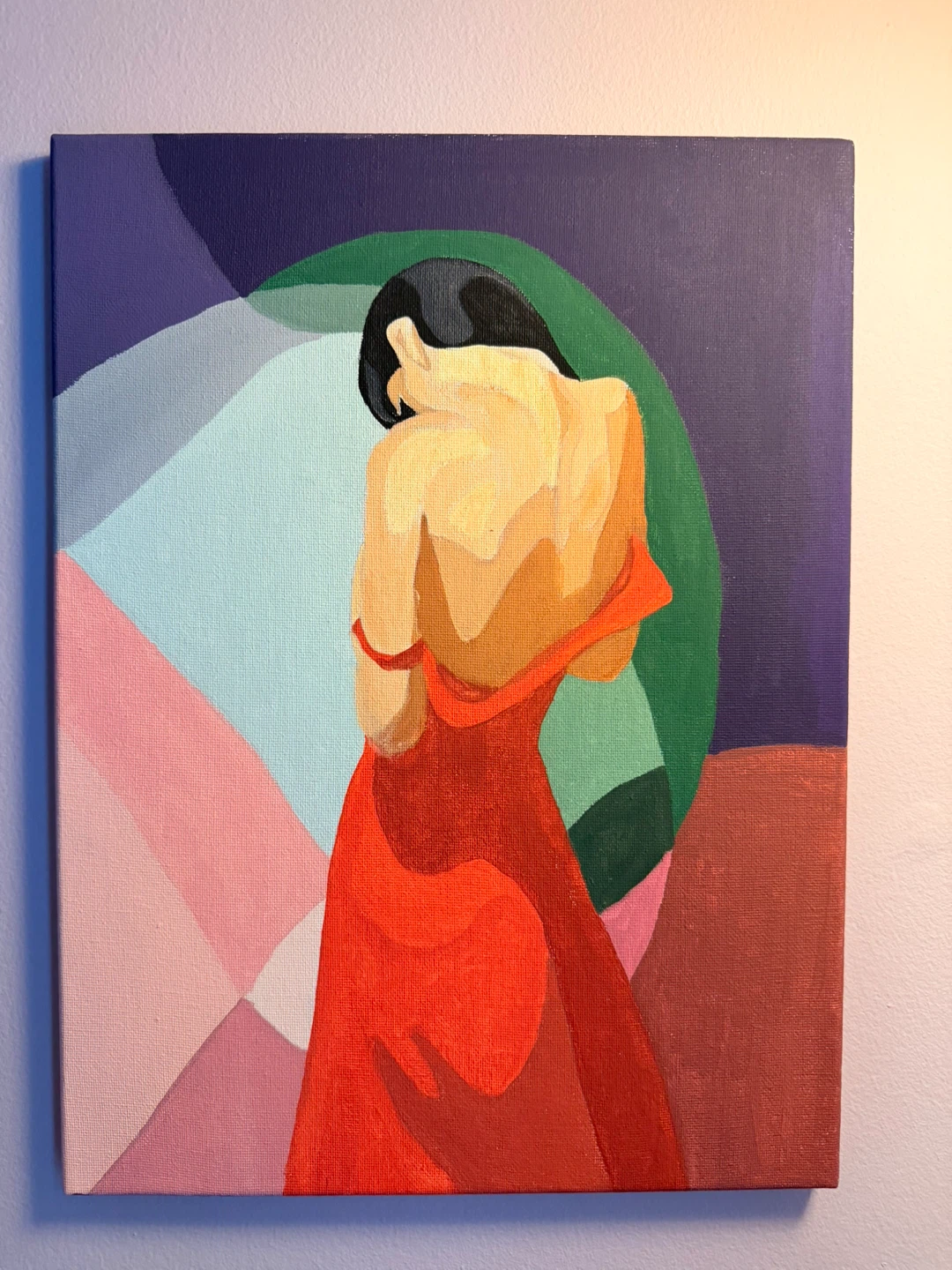 Abstract Woman in Red Dress Canvas Art Print - Large