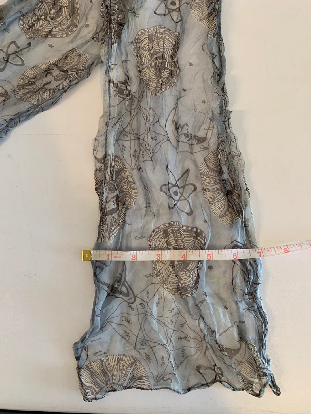 Lightweight Blue Scarf with Celestial Pattern - photo 4
