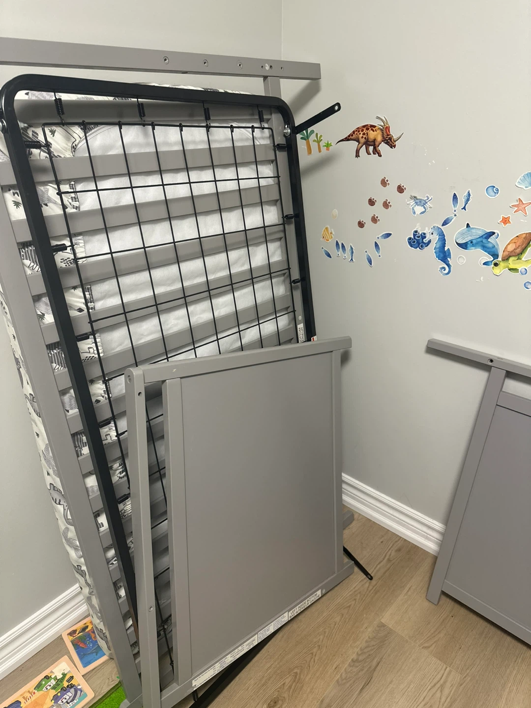 Grey Crib with Mattress - photo 2