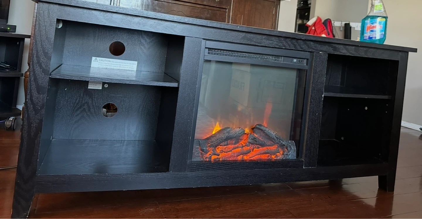 Black Electric Fireplace Media Console