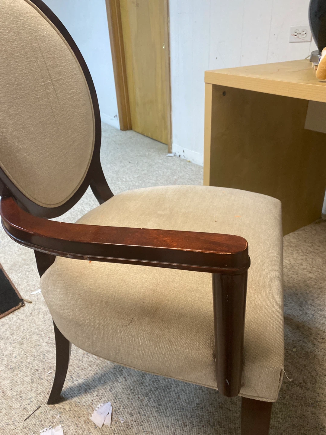 Armchair with upholstered seat and back