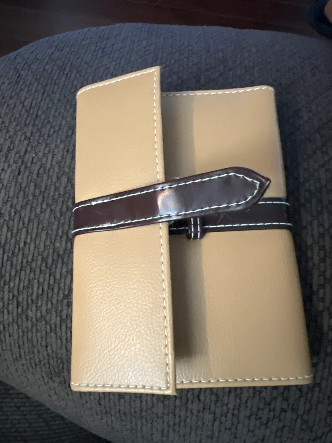 Tan Faux Leather Card Holder