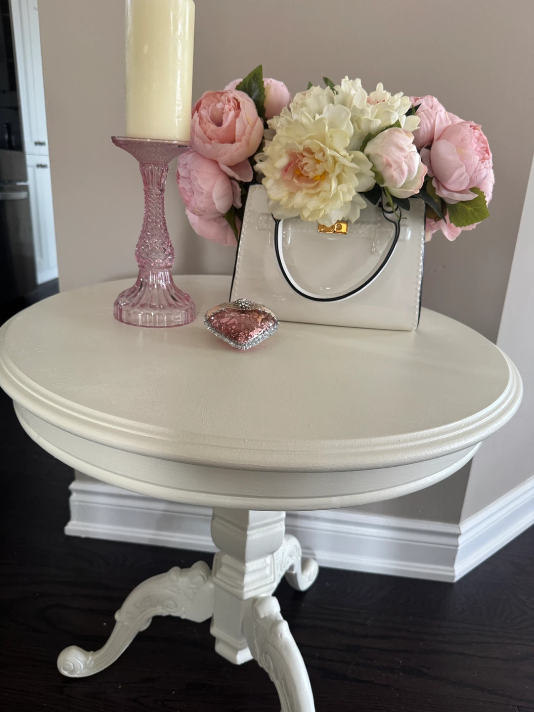 White Pedestal Accent Table - photo 4