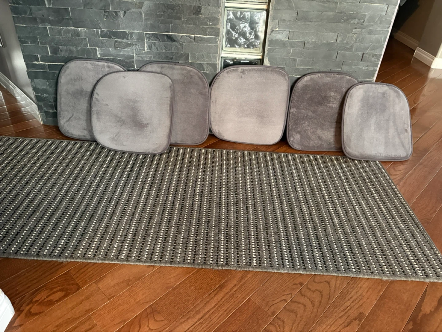 Set of 7 Grey Chair Seat Cushions