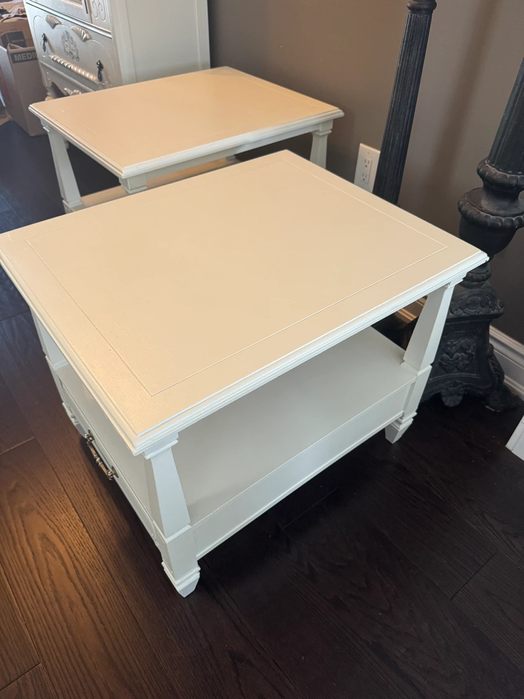 Pair of Cream End Tables with Drawer - photo 5