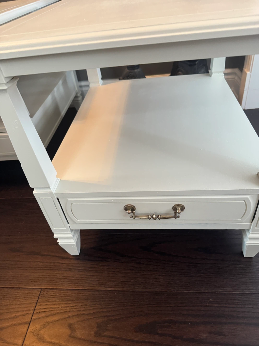 Pair of Cream End Tables with Drawer - photo 4