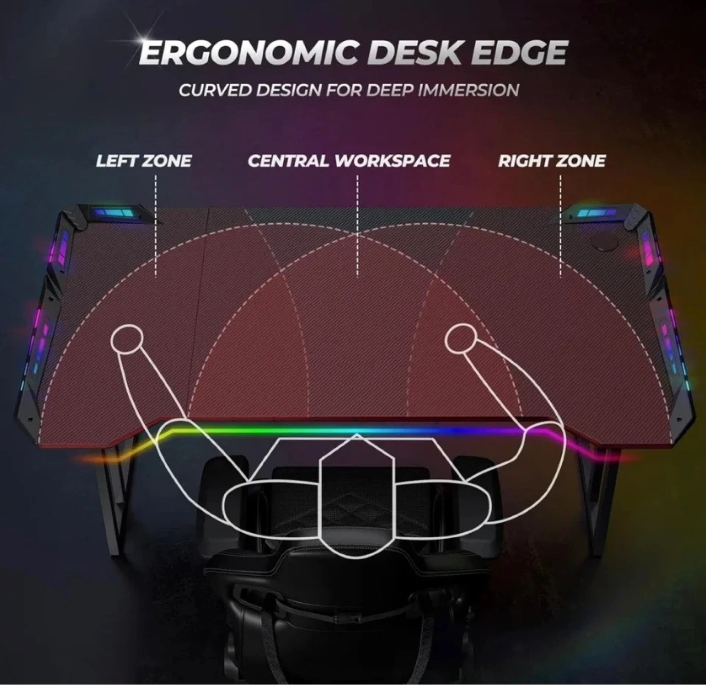 Gaming Desk with RGB LED Lighting - photo 4