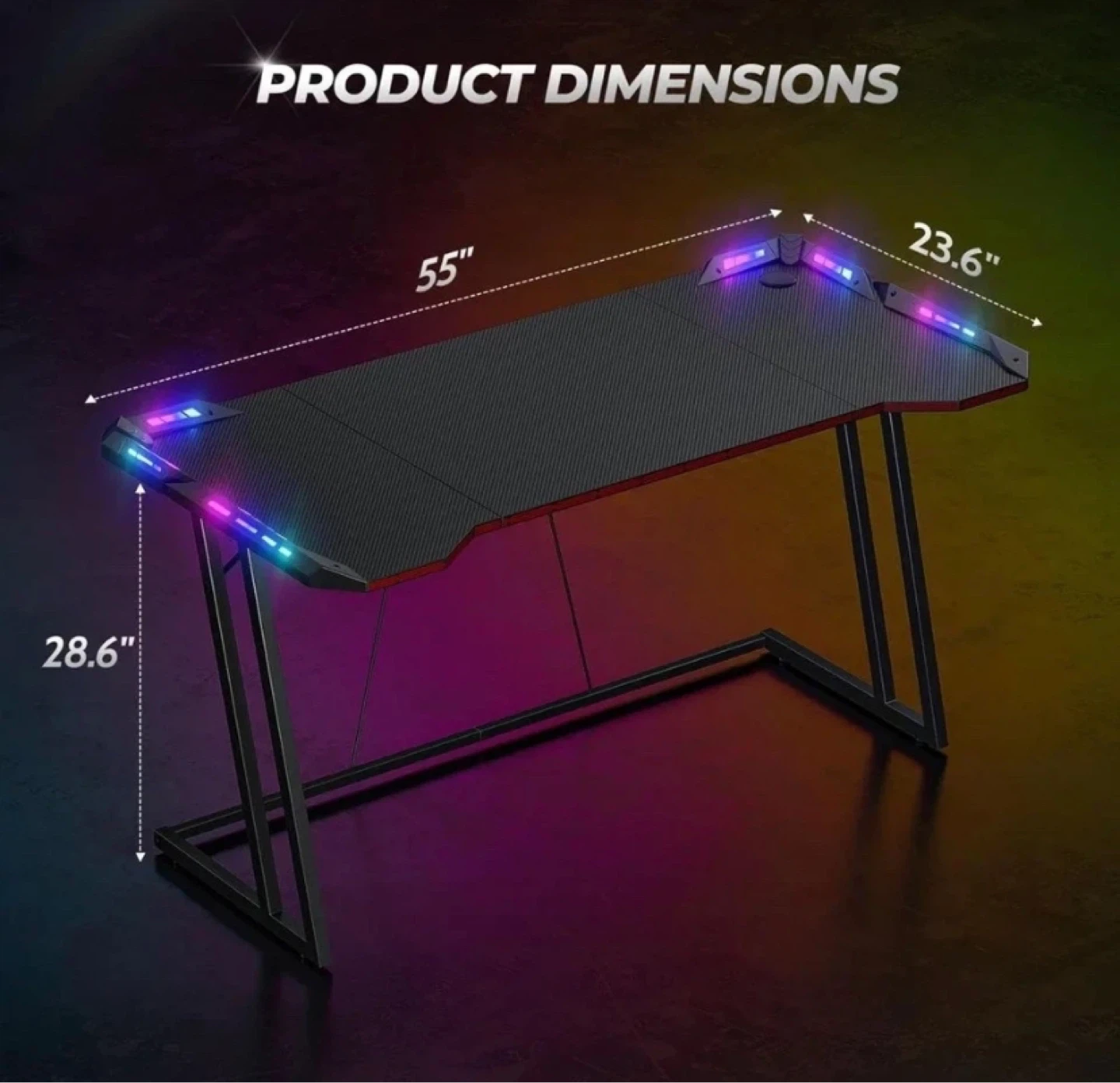 Gaming Desk with RGB LED Lighting - photo 2