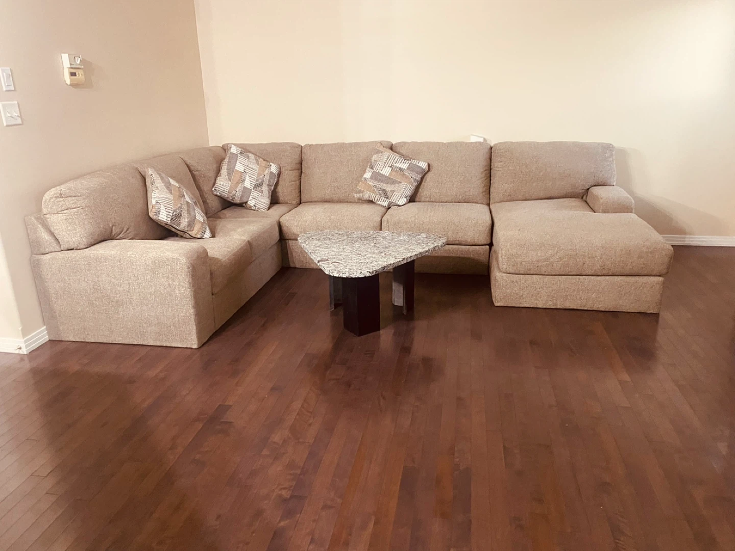 Beige Sectional Sofa with Chaise