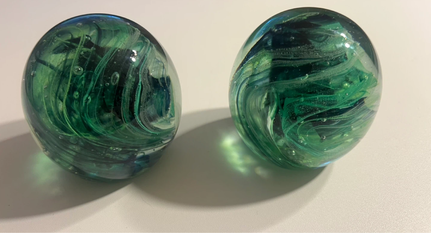 Glass Paperweight Swirl Green