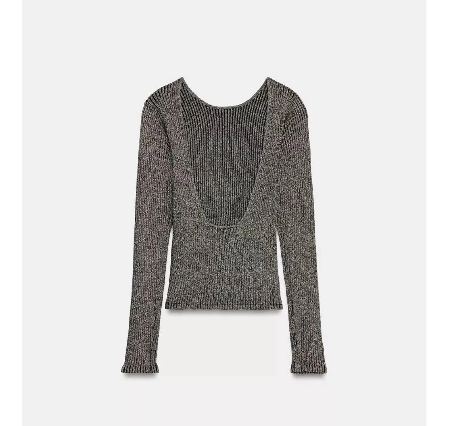 Zara Ribbed Open-Back Knit Top – Size M - photo 4
