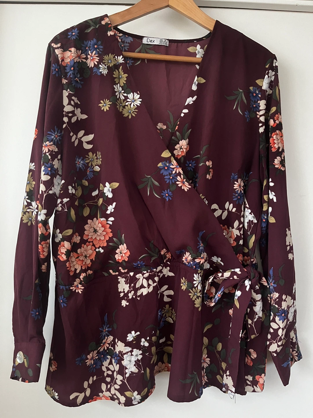 Dex Floral Wrap Blouse - Size 1X