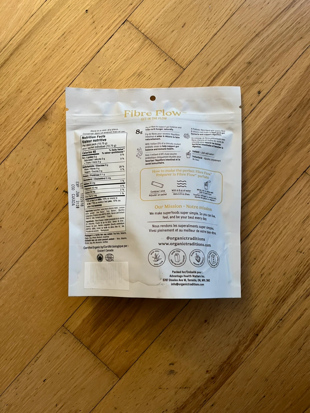 Organic Traditions Fibre Flow Superfoods Yuzu Lime 12 Sachets - photo 2