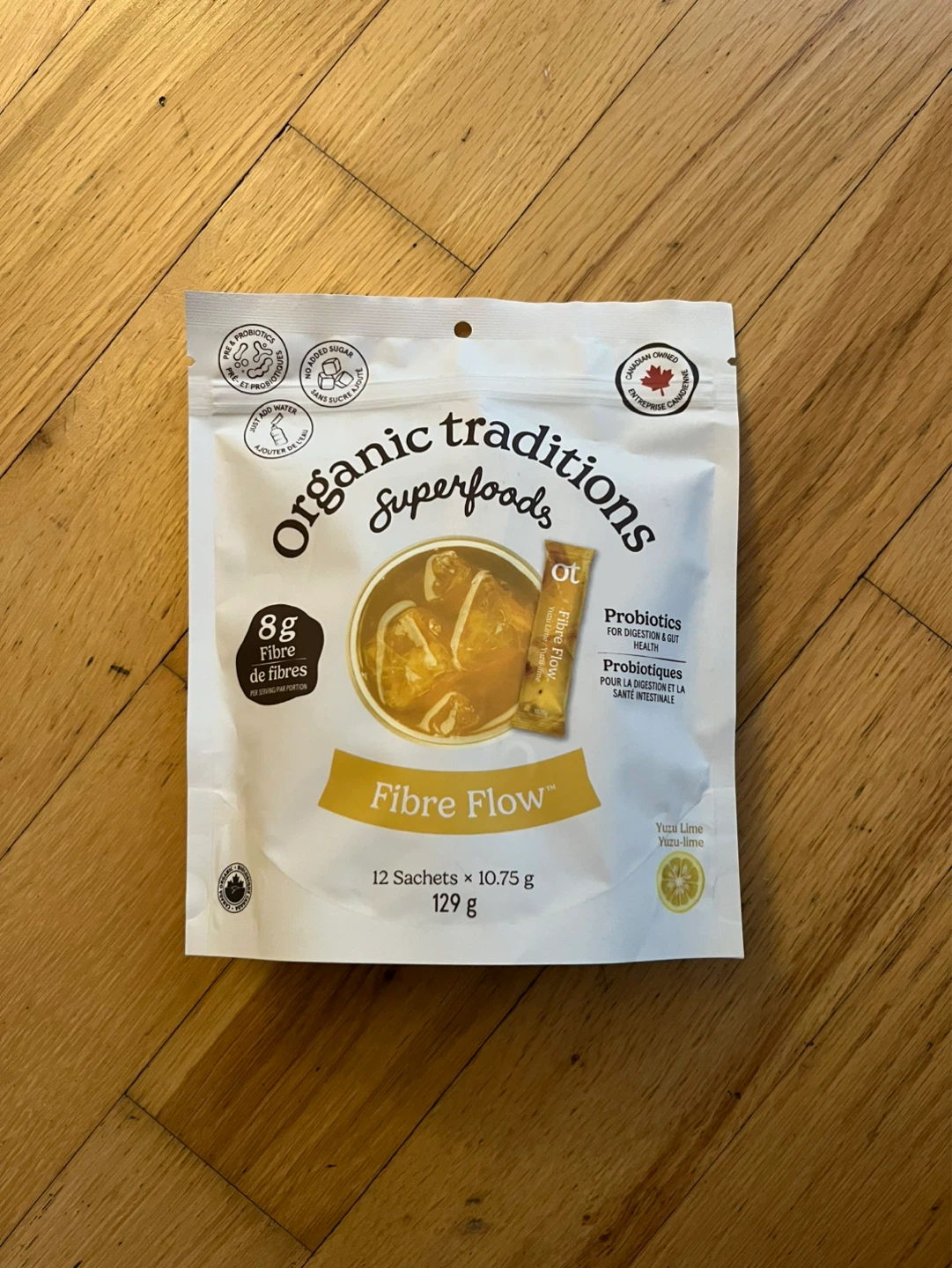 Organic Traditions Fibre Flow Superfoods Yuzu Lime 12 Sachets