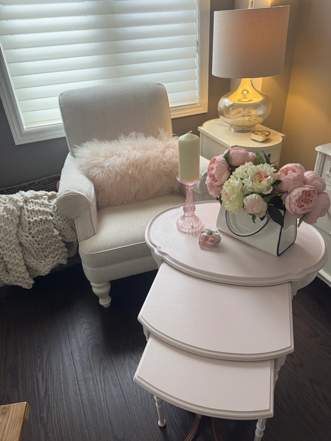 Antique Pink Nesting Tables Set