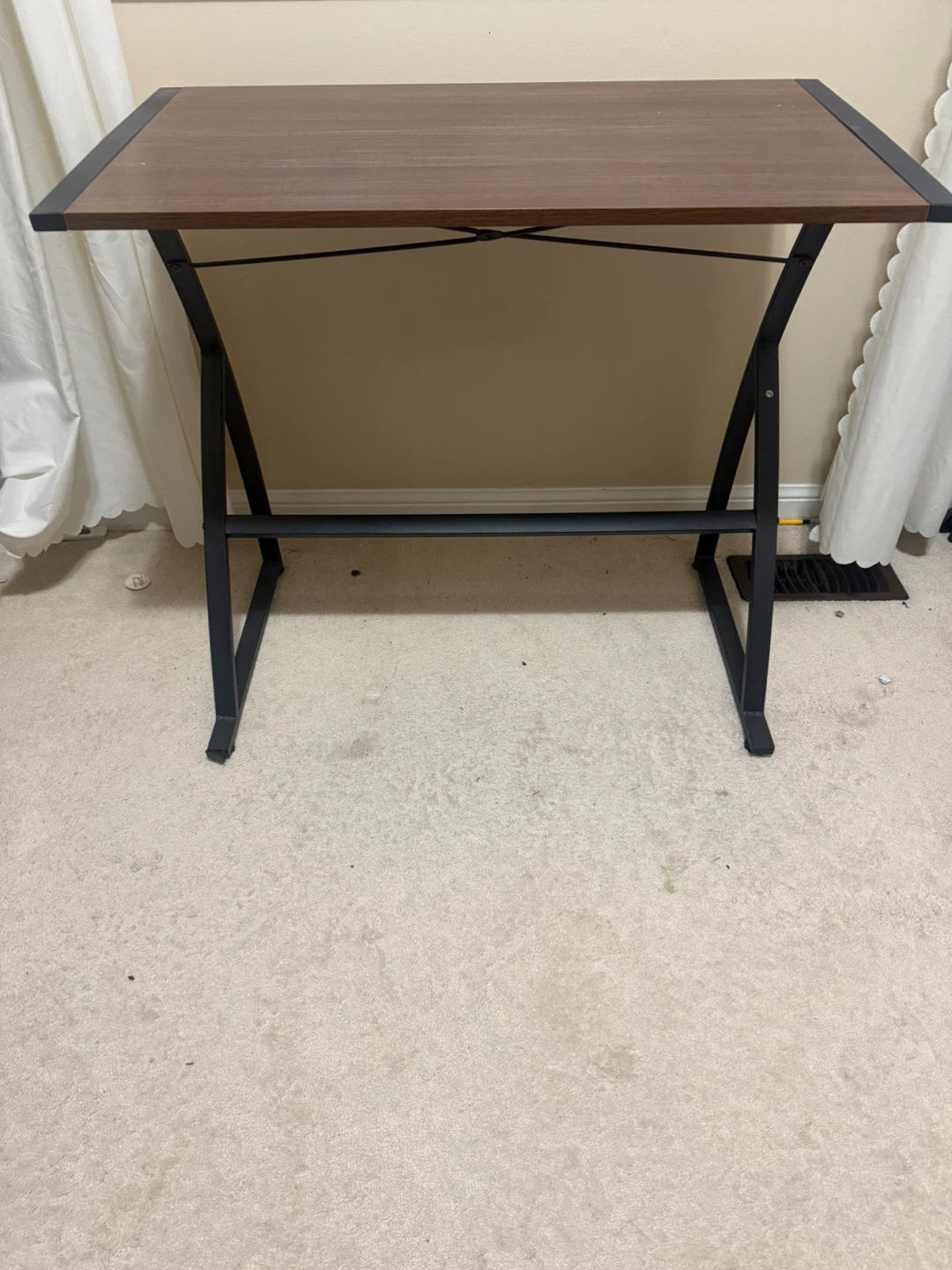 Wooden Top Desk with Black Metal Frame