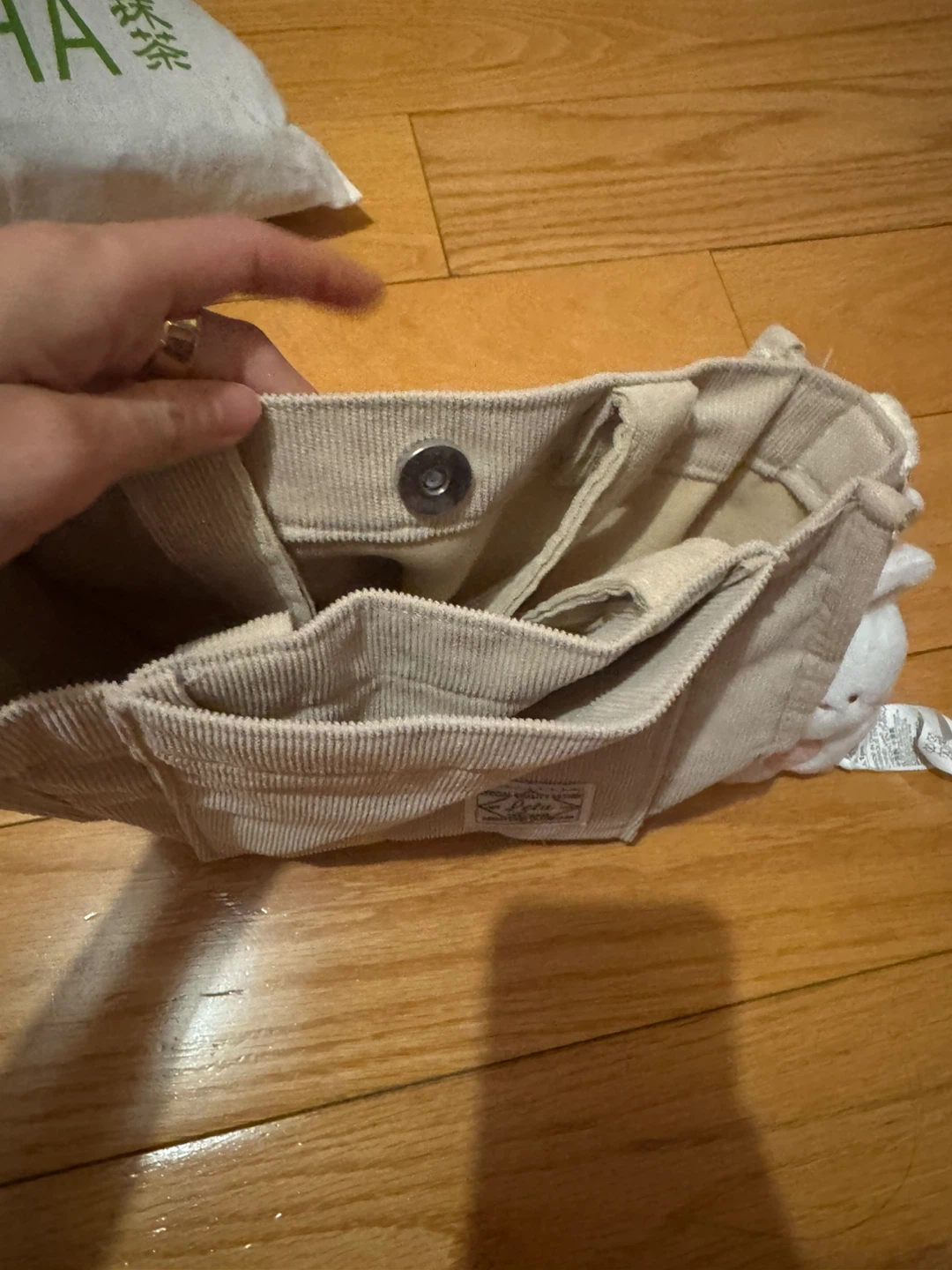 Beige Corduroy Crossbody Bag with Bunny Charm - photo 2