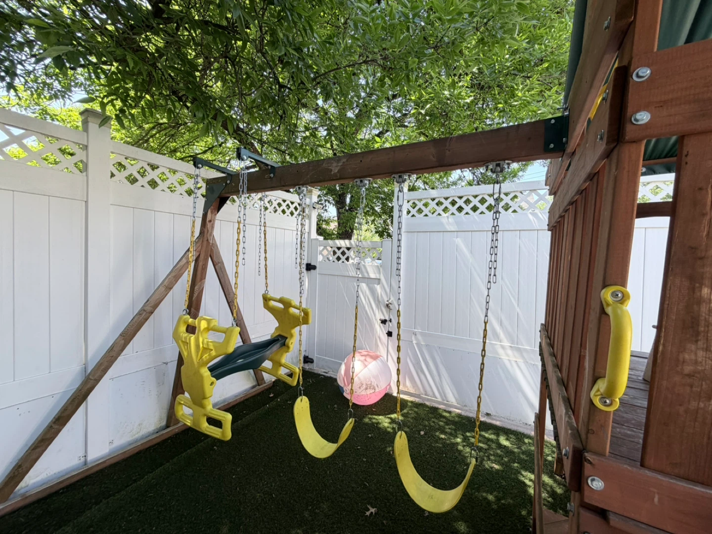 Wooden Playground Swing Set with Slide - photo 2