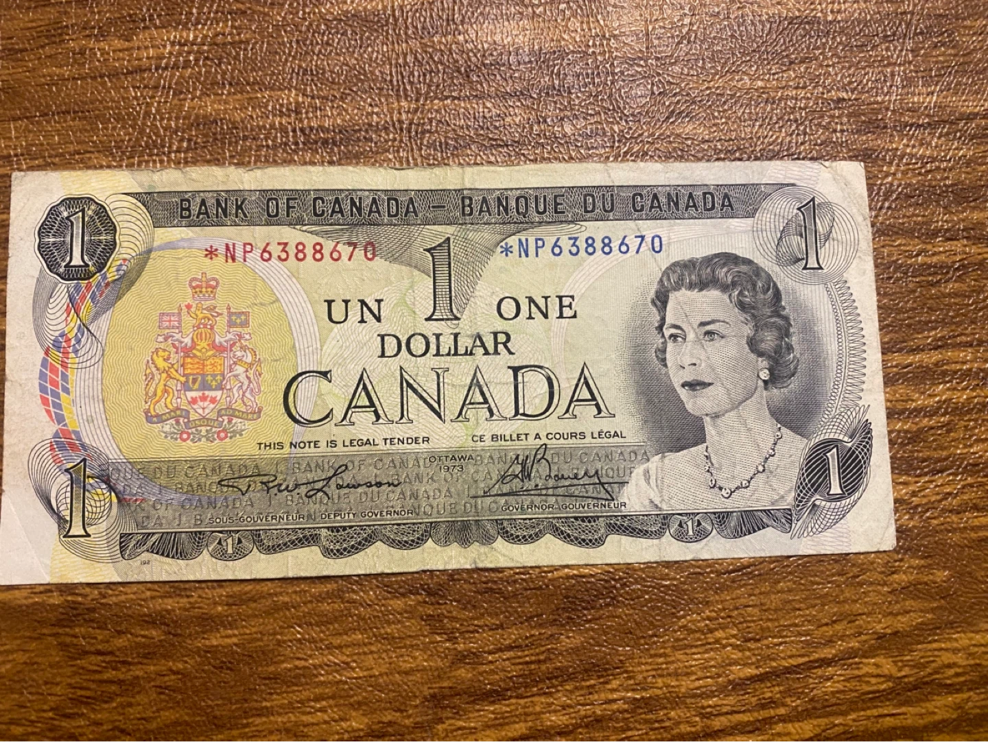 Star* replacement note 1973 Canadian 1$ Bill