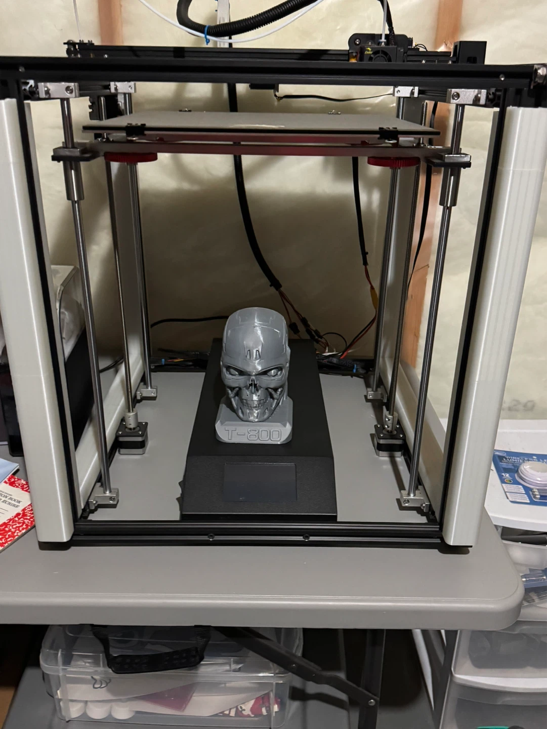 3D Printer with T-300 Terminator Skull Print