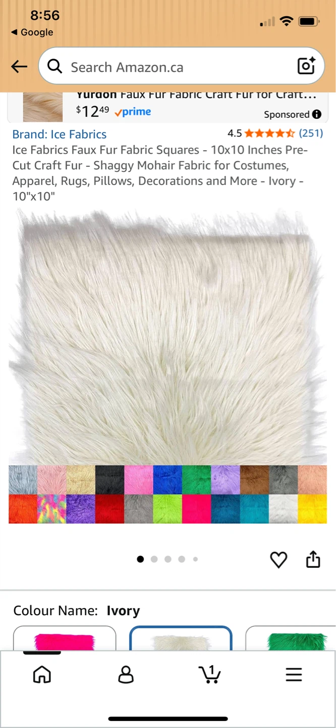 Fur Cover - Ivory - 10x10 Inches