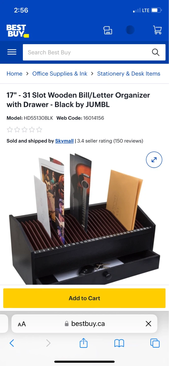 17” - 31 slot wooden slot bill/letter organizer