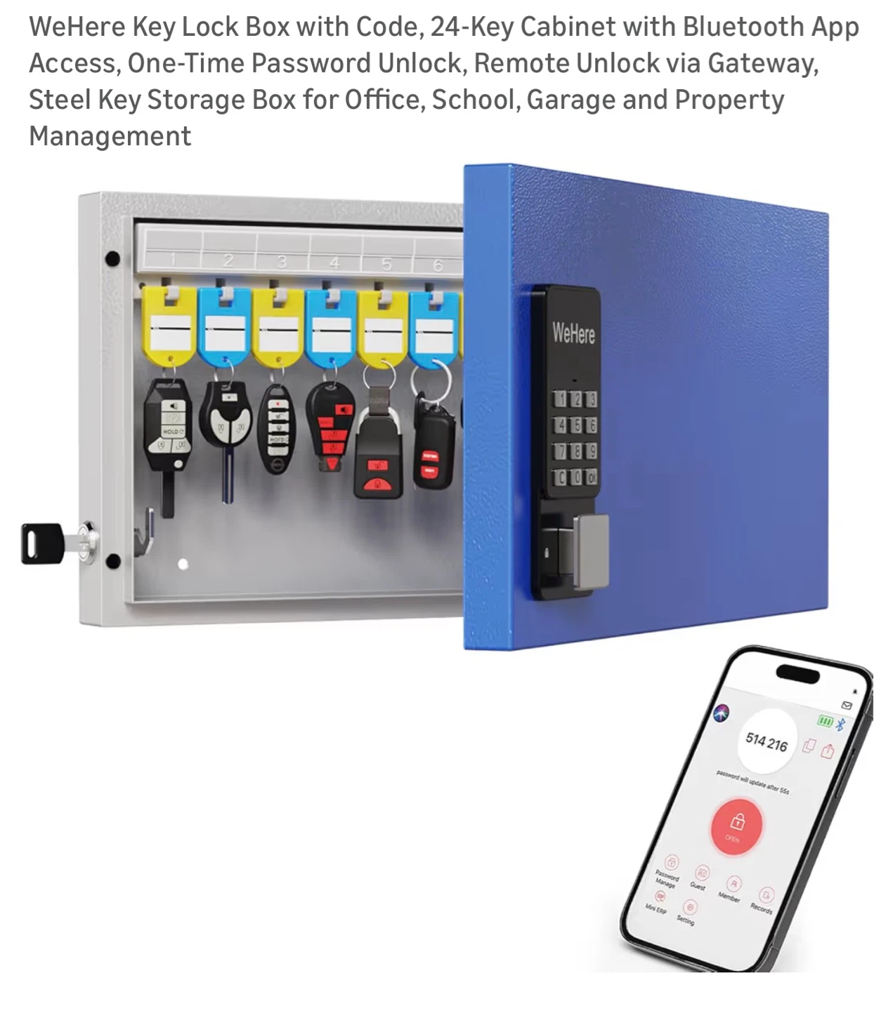WeHere 24-Key Cabinet with Bluetooth App Access