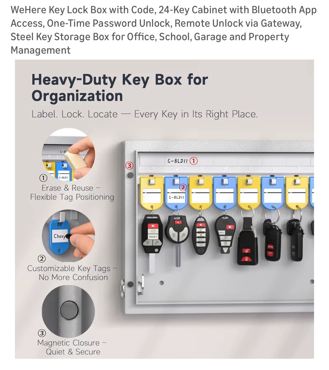 WeHere 24-Key Cabinet with Bluetooth App Access - photo 2