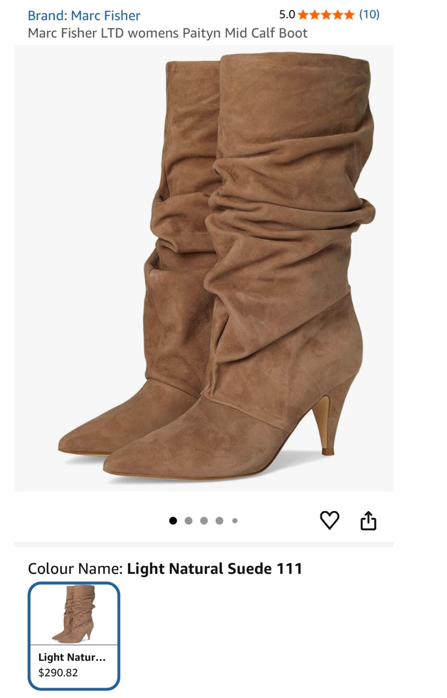 Marc Fisher Paityn Mid Calf Slouch Boots Light Natural Suede 6.5