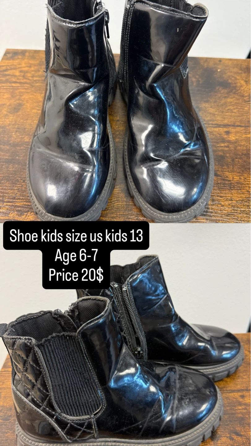 Kid's Black Patent Ankle Boots - Size US 13 - photo 3