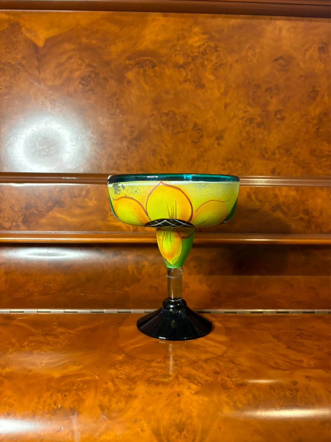 Hand Painted Floral Margarita Glass